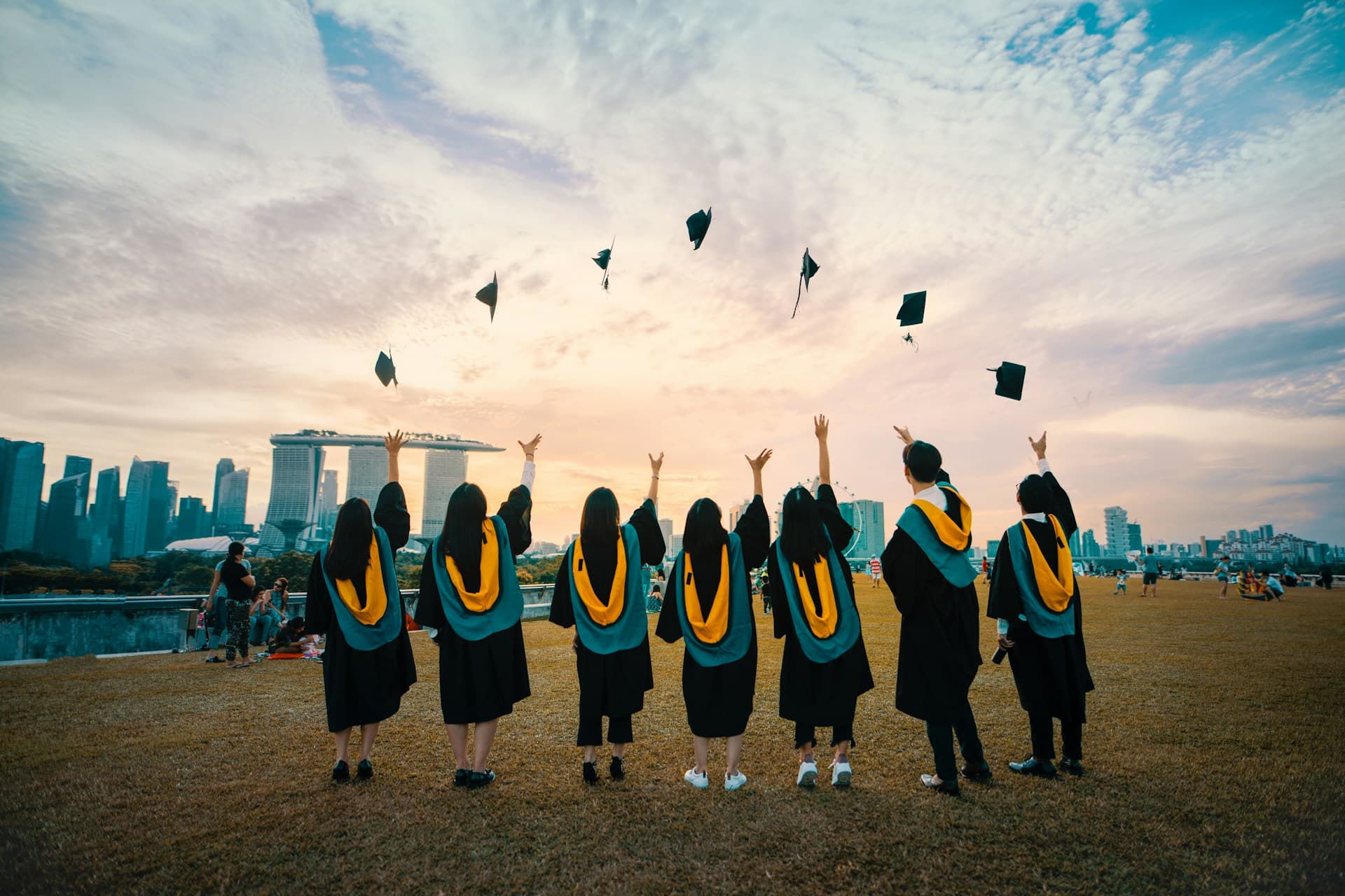 Students on an international campus