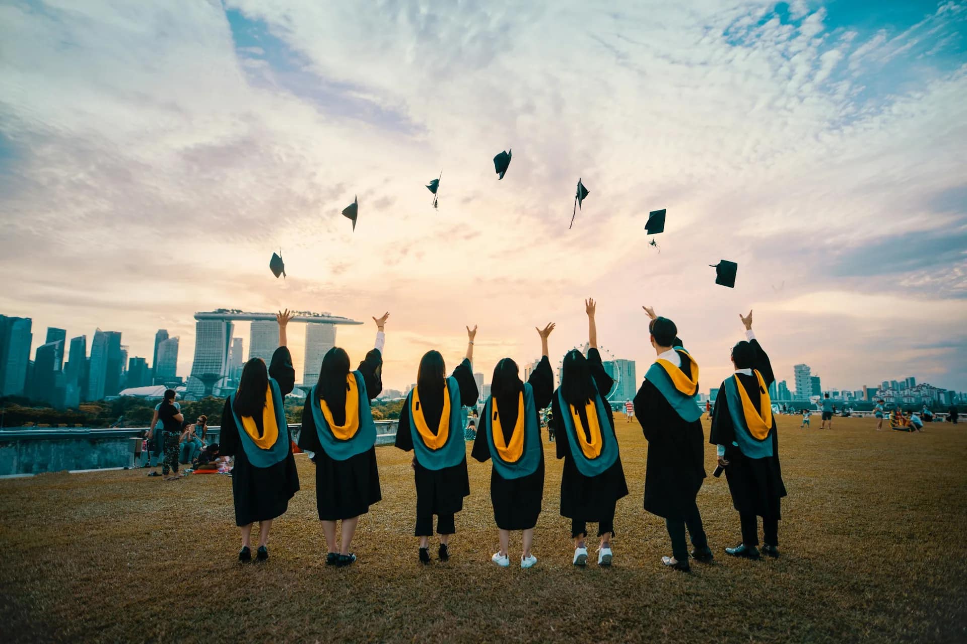 Students on an international campus